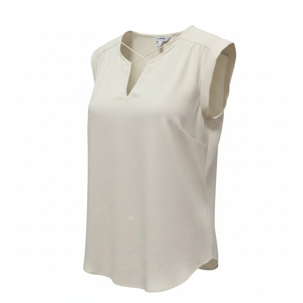 Blouse Express XS Womens Ivory Excellent Strappy V-Neck Cuffed Sleeve 90190